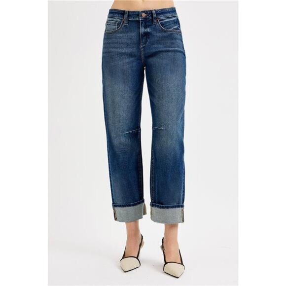 RISEN Slouchy Crop Barrel Cuffed Jeans - Picture 2 of 6